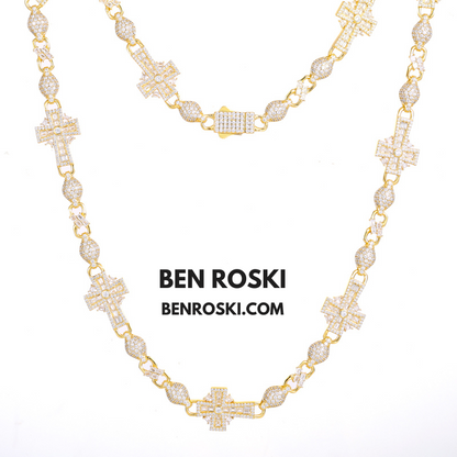 Cross Link Moissanite Necklace Sterling Silver, Gold & Rose Gold | GRA Certified