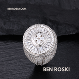 Round Baguette Cluster Ring – 21MM Width | VVS1 Moissanite | GRA Certified