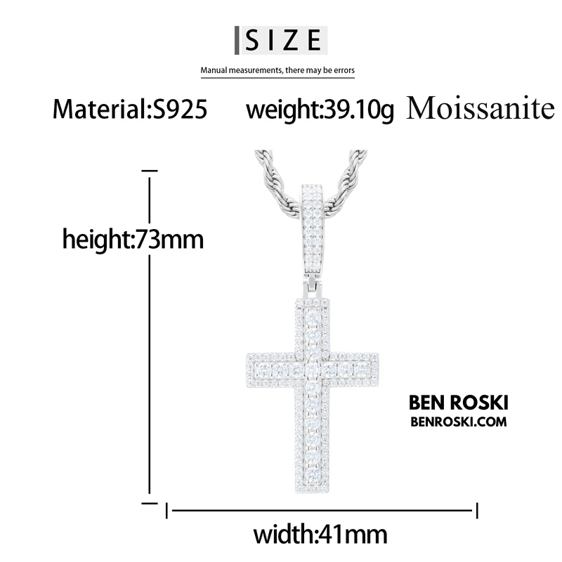 Moissanite Cross Pendant Sterling Silver, Gold & Rose Gold | VVS Moissanite | GRA Certified