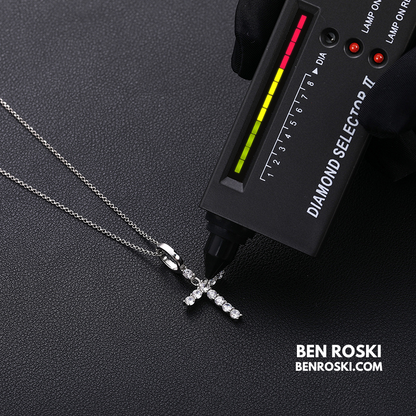 Moissanite Cross Pendant Necklace Sterling Silver or Gold / Rose Gold Plated | VVS Moissanite | GRA Certified