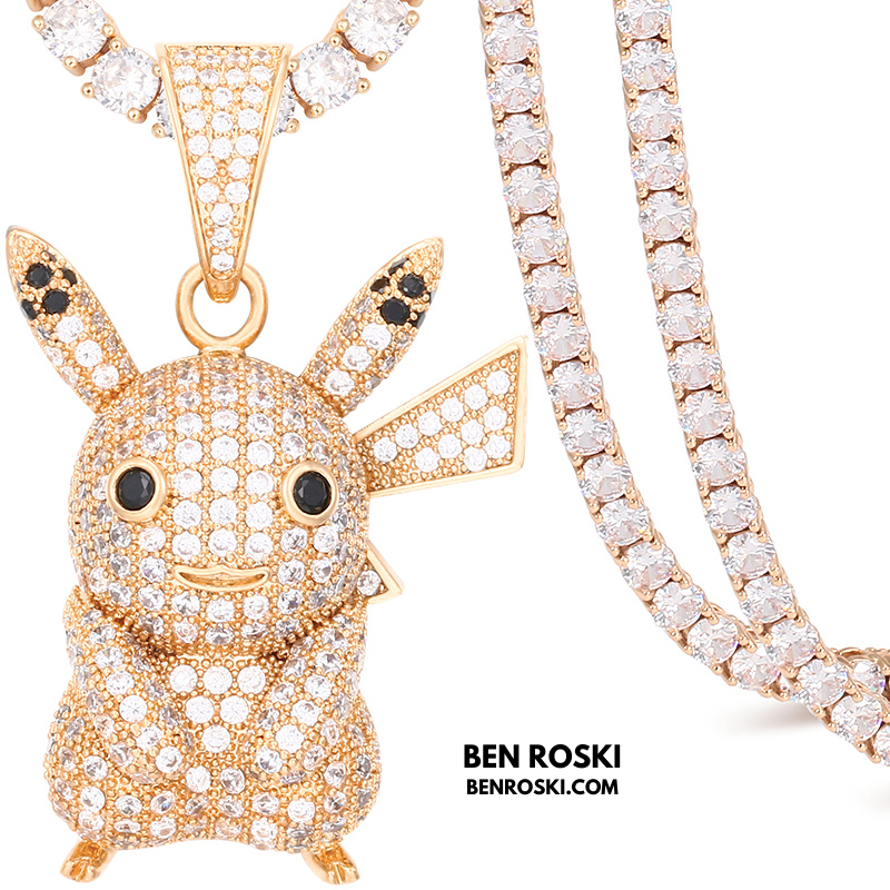 Iced-Out Pikachu Moissanite Pendant – Sterling Silver | Gold, Silver & Rose Gold | GRA Certified