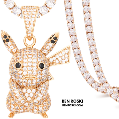 Iced-Out Pikachu Moissanite Pendant – Sterling Silver | Gold, Silver & Rose Gold | GRA Certified