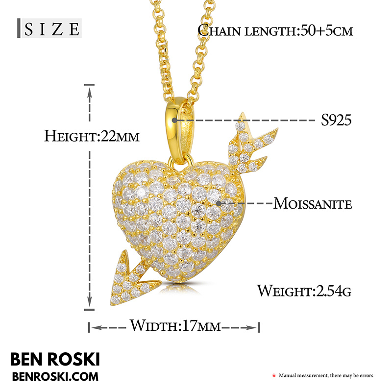 Heart Arrow Moissanite Pendant Sterling Silver, Gold & Rose Gold | VVS Moissanite | GRA Certified