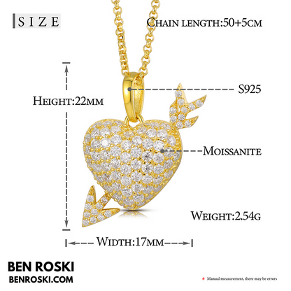 Heart Arrow Moissanite Pendant Sterling Silver, Gold & Rose Gold | VVS Moissanite | GRA Certified