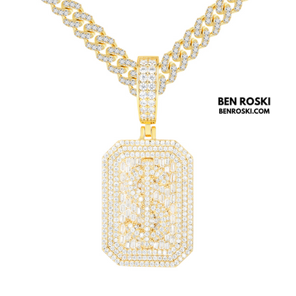 Iced-Out Dollar Sign Pendant sterling Silver or Gold Plated | VVS Moissanite | GRA Certified
