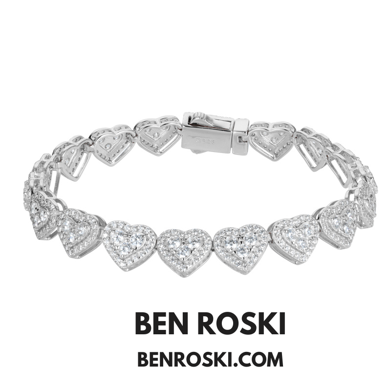 8MM Heart Moissanite Bracelet Sterling Silver, Gold, or Rose Gold | GRA Certified