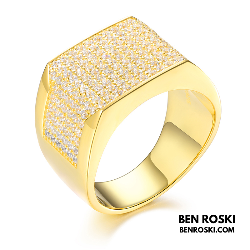 Rectangle Micro-Pavé Moissanite Ring Sterling Silver | Gold & Rose Gold | VVS Moissanite | GRA Certified