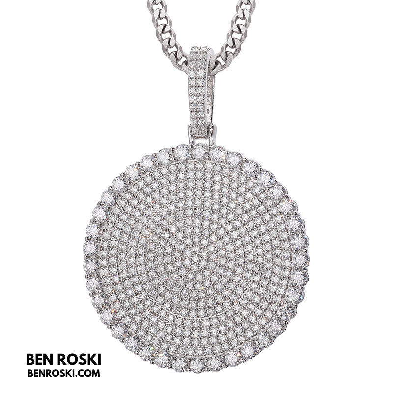 Round Cluster Moissanite Pendant Sterling Silver, Gold & Rose Gold | VVS Moissanite | GRA Certified