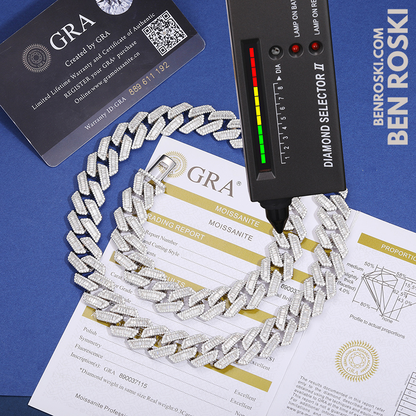 Iced Cuban Link Chain Sterling Silver Multiple Width Options | Moissanite