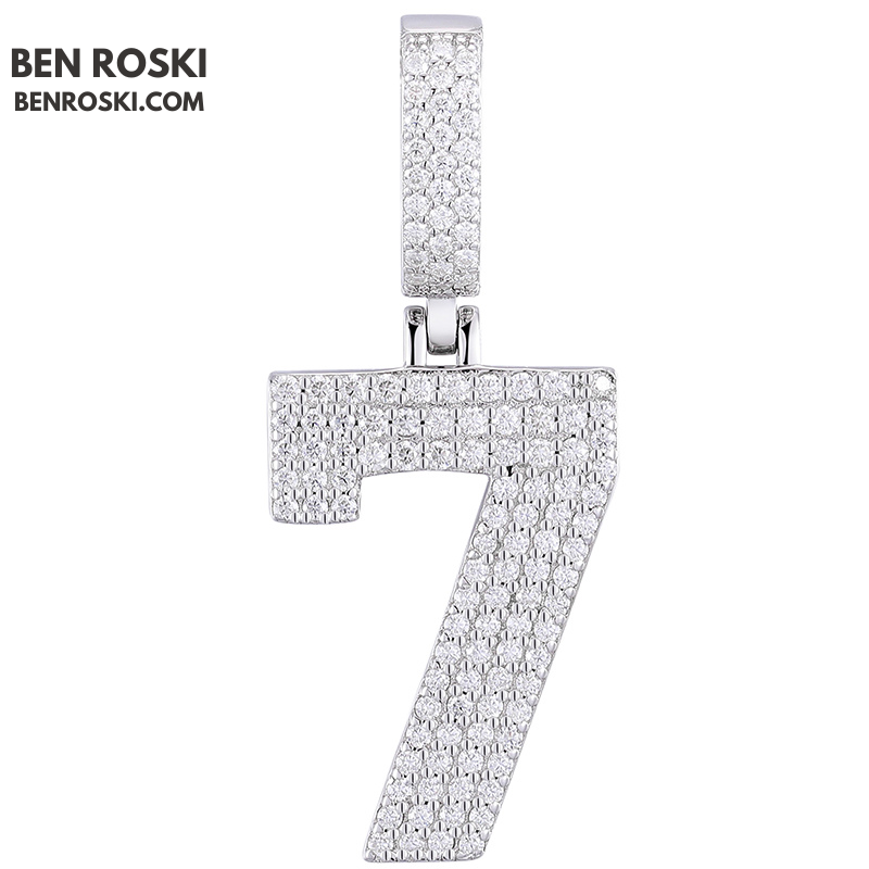 Custom Number Pendant Sterling Silver, Gold, or Rose Gold | VVS Moissanite | GRA Certified