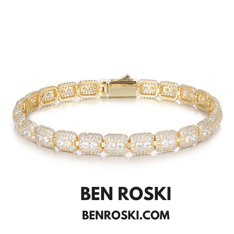 7MM Moissanite Cluster Link Bracelet – 7-Inch & 8-Inch | 925 Sterling Silver | GRA Certified | Gold & Rose Gold Plated