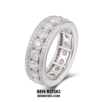 8MM Eternity Band Ring Sterling Silver, Gold & Rose Gold  | VVS Moissanite | GRA Certified |