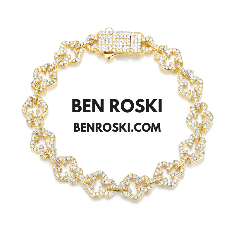 Moissanite Clover Link Bracelet Sterling Silver, Gold & Rose Gold | VVS Moissanite | GRA Certified