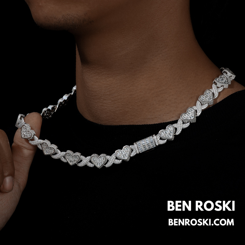 Heart Baguette Moissanite Necklace Sterling Silver, Gold & Rose Gold | GRA Certified