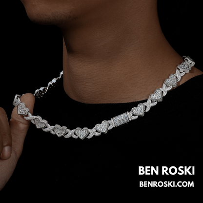 Heart Baguette Moissanite Necklace Sterling Silver, Gold & Rose Gold | GRA Certified