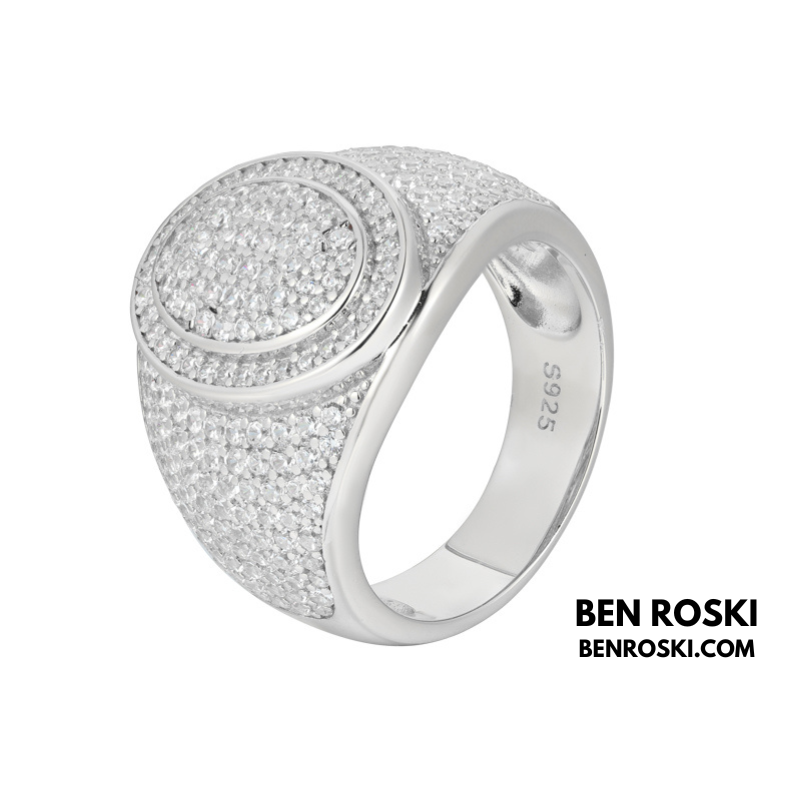 Round Micro-Pavé Moissanite Ring Sterling Silver, Gold & Rose Gold | VVS Moissanite | GRA Certified