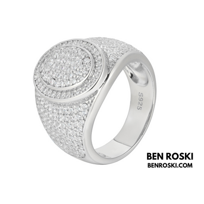 Round Micro-Pavé Moissanite Ring Sterling Silver, Gold & Rose Gold | VVS Moissanite | GRA Certified