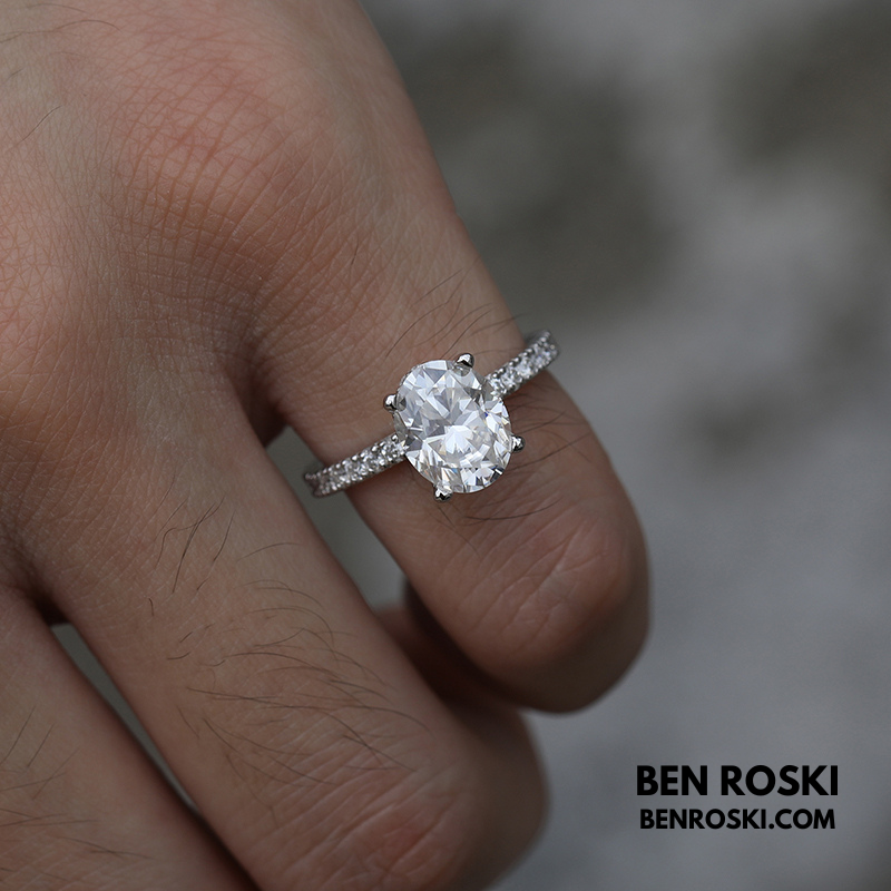 Classic Moissanite Engagement Ring Sterling Silver, Gold, or Rose Gold | VVS1 Moissanite | GRA Certified