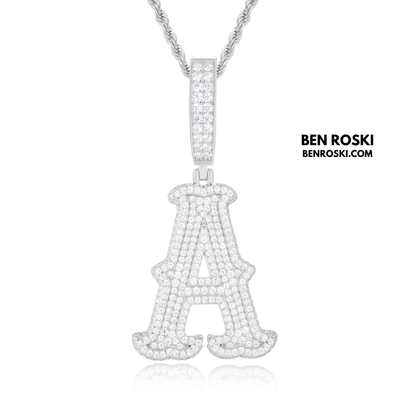 Iced-Out Moissanite Initial Pendant Sterling Silver | Gold, Silver & Rose Gold | VVS Moissanite | GRA Certified