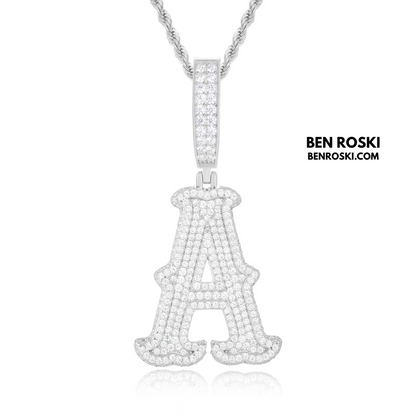 Iced-Out Moissanite Initial Pendant Sterling Silver | Gold, Silver & Rose Gold | VVS Moissanite | GRA Certified