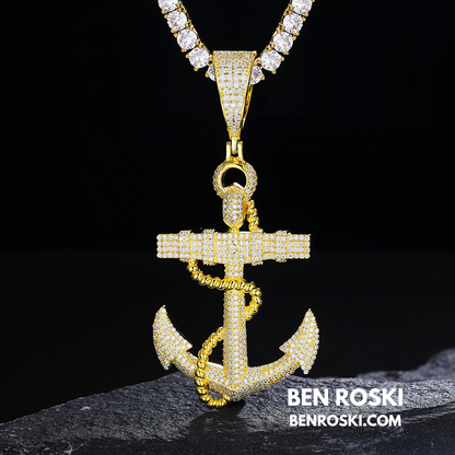 Anchor Pendant Sterling Silver, Gold & Rose Gold | VVS Moissanite | GRA Certified