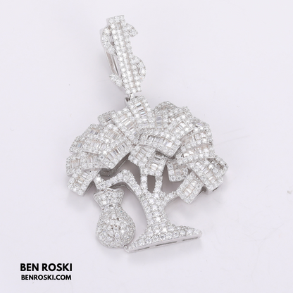 Money Tree Pendant Sterling Silver or Gold/Rose Gold Plated | VVS Moissanite | GRA Certified