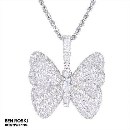 Butterfly Pendant Sterling Silver or Gold / Rose Gold Plated | VVS Moissanite | GRA Certified