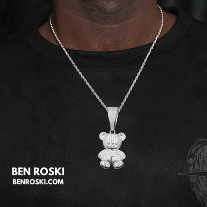 Moissanite Teddy Bear Pendant Sterling Silver, Gold, or Rose Gold | VVS Moissanite | GRA Certified