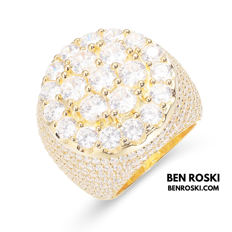 Iced Moissanite Cluster Ring Sterling Silver | VVS1 Moissanite | GRA Certified | Gold & Rose Gold Available