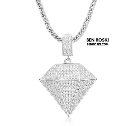 Diamond Shape Moissanite Pendant Sterling Silver, Gold / Rose Gold Plated | GRA Certified