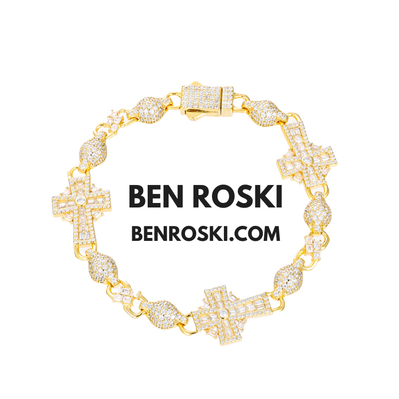 Moissanite Cross Link Bracelet Sterling Silver, Gold, or Rose Gold | VVS Moissanite | GRA Certified