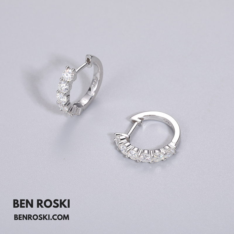 Hoop Earrings Sterling Silver, Gold, or Rose Gold | VVS Moissanite | GRA Certified