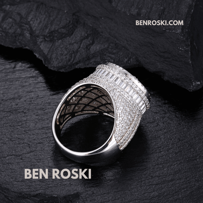 Round Baguette Cluster Ring – 21MM Width | VVS1 Moissanite | GRA Certified