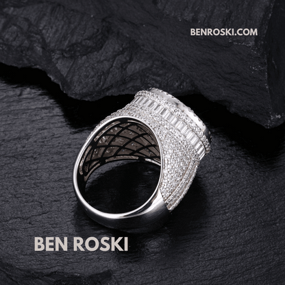 Round Baguette Cluster Ring – 21MM Width | VVS1 Moissanite | GRA Certified