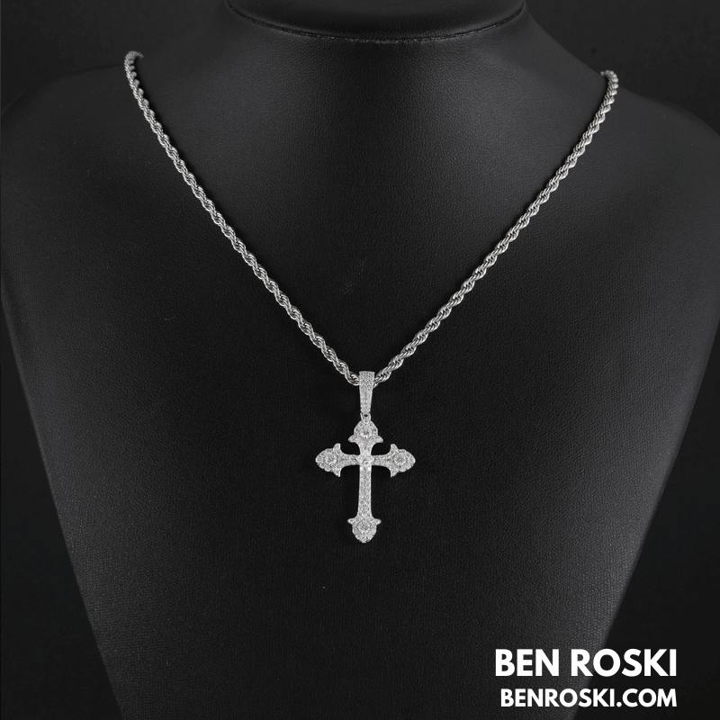 Moissanite Cross Pendant Sterling Silver, Gold & Rose Gold | VVS Moissanite | GRA Certified