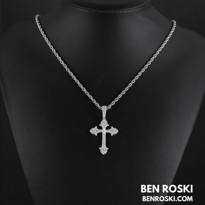 Moissanite Cross Pendant Sterling Silver, Gold & Rose Gold | VVS Moissanite | GRA Certified