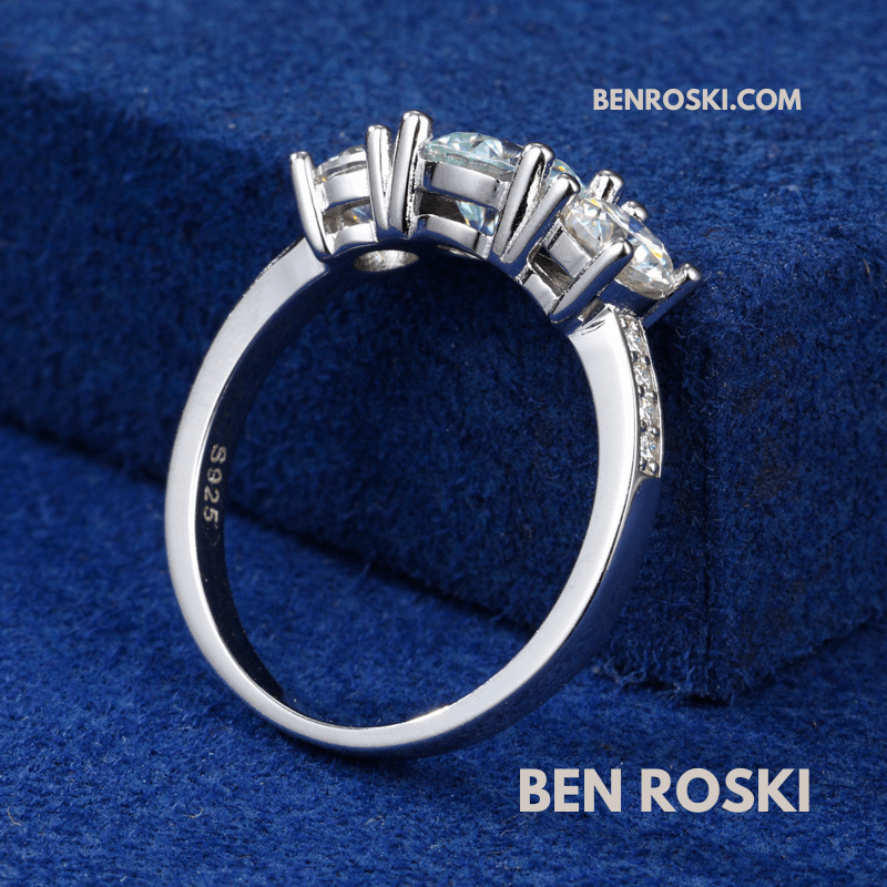 Three-Stone Moissanite Ring – 8MM Width | VVS1 Moissanite | GRA Certified