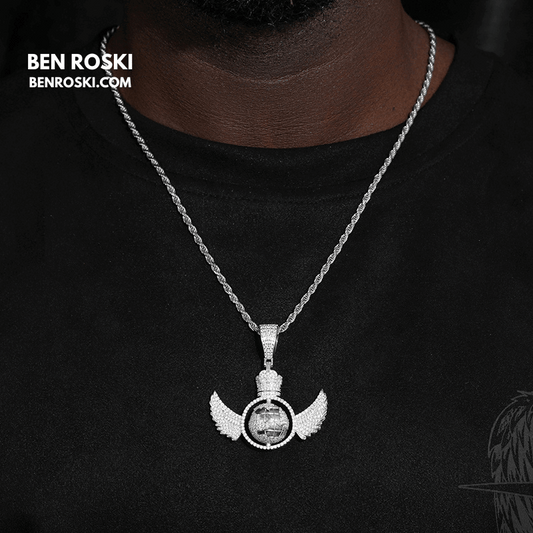 Globe Wings Moissanite Pendant – 44MM Height | VVS1 Moissanite | GRA Certified