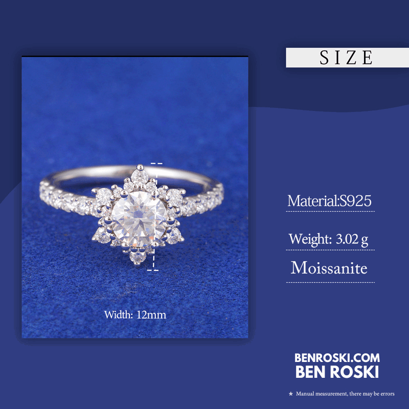 Floral Moissanite Engagement Ring Sterling Silver, Gold & Rose Gold | GRA Certified