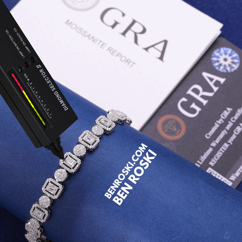 Square Cluster Link Bracelet – 8MM Width | VVS1 Moissanite | GRA Certified