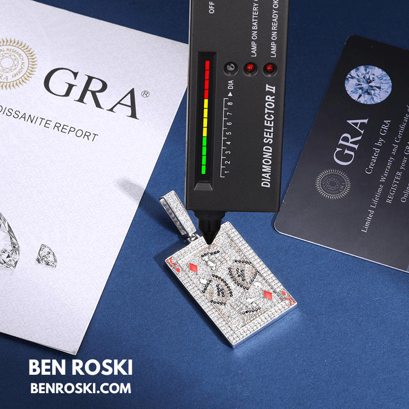 King of Diamonds Pendant – Playing Card Shape | VVS1 Moissanite | GRA Certified