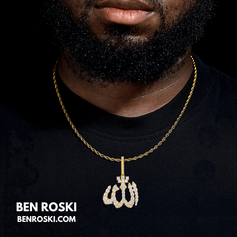 Allah Pendant – 54MM Height | VVS1 Moissanite | GRA Certified