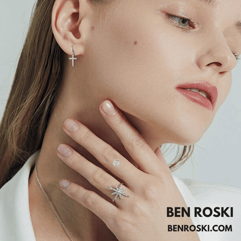 Moissanite Cross Hoop Earrings Sterling Silver, Gold, or Rose Gold | VVS Moissanite | GRA Certified