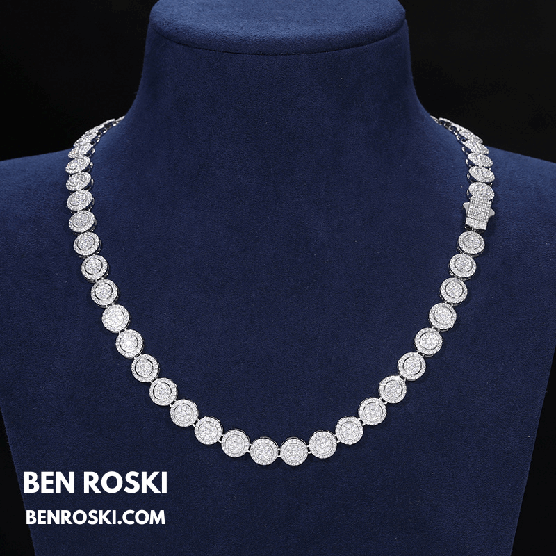 Round Cluster Moissanite Chain – 9MM Width | 20 Inch | 48.55g | GRA Certified