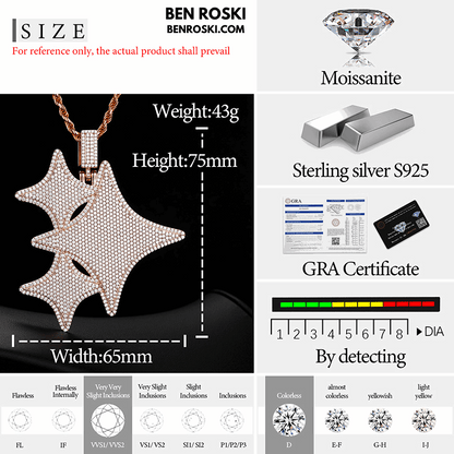 Starburst Pendant – 75MM Height | VVS1 Moissanite | GRA Certified