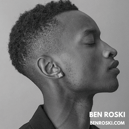 Square Cluster Stud Earrings Sterling Silver, Gold & Rose Gold Plated | VVS Moissanite | GRA Certified