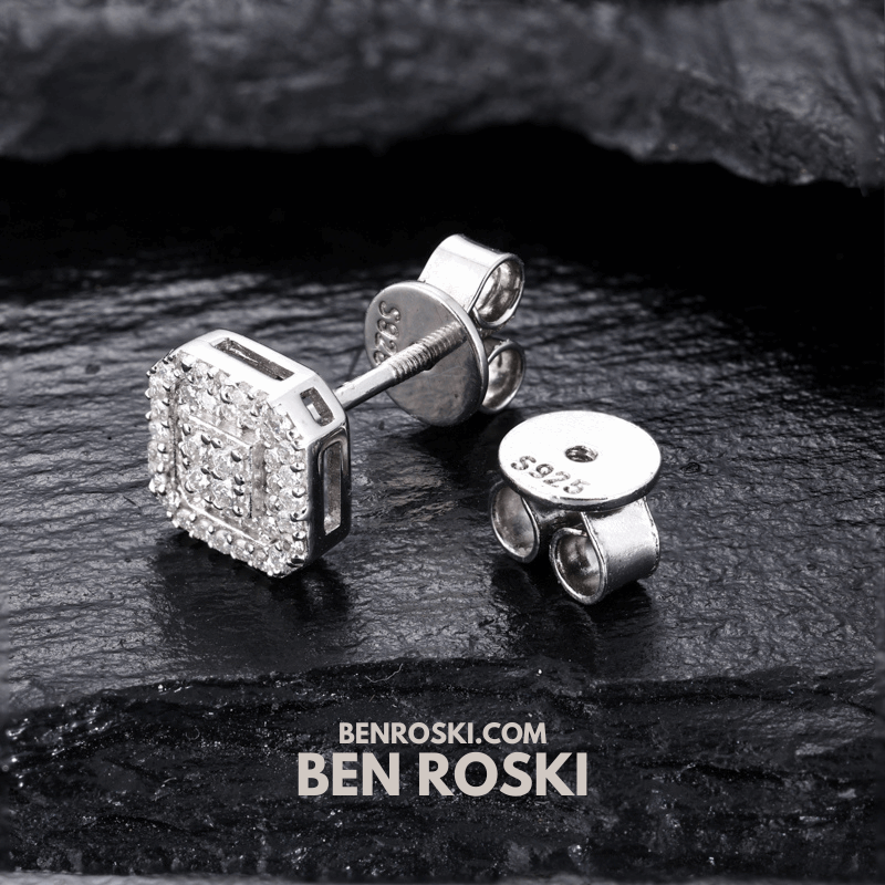 Square Halo Stud Earrings – 7MM | 1.49g | VVS1 Moissanite | GRA Certified