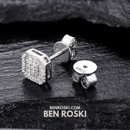 Square Halo Stud Earrings – 7MM | 1.49g | VVS1 Moissanite | GRA Certified