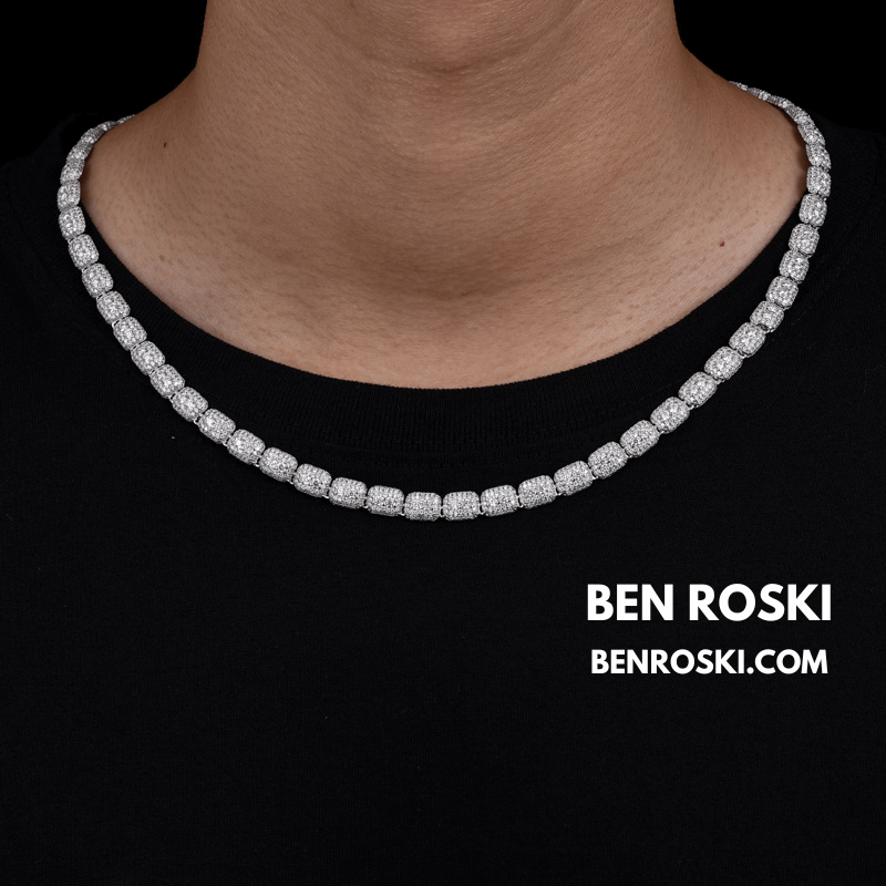 Cushion Link Moissanite Chain – 7MM Width | 22 Inch | 34.17g | GRA Certified