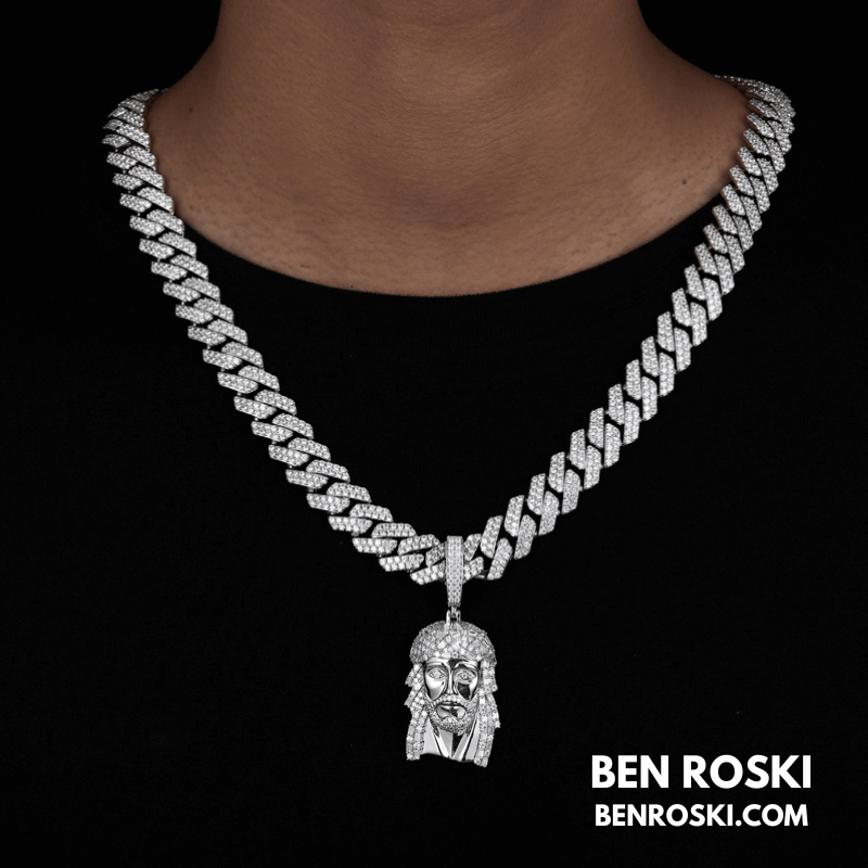 Jesus Face Pendant Sterling Silver, Gold, or Rose Gold | VVS Moissanite | GRA Certified